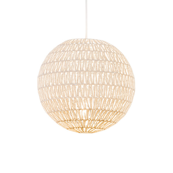 hanglampen Retro hanglamp wit 40 cm Lina Ball StofStaal Wit Hanglamp valt op door zijn unieke ronde en speelse ontwerp. Hij is uitgevoerd in stevig stof met