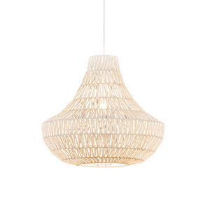 hanglampen Retro hanglamp wit 50 cm Lina Cono MetaalStof Wit Hanglamp valt op door zijn unieke en speelse ontwerp. Hij is uitgevoerd in stevig stof met metaal
