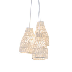 hanglampen Retro hanglamp wit 35 cm Lina 3 MetaalStof Wit Hanglamp valt op door zijn unieke en speelse ontwerp bestaat uit drie lampenkappen die aan een