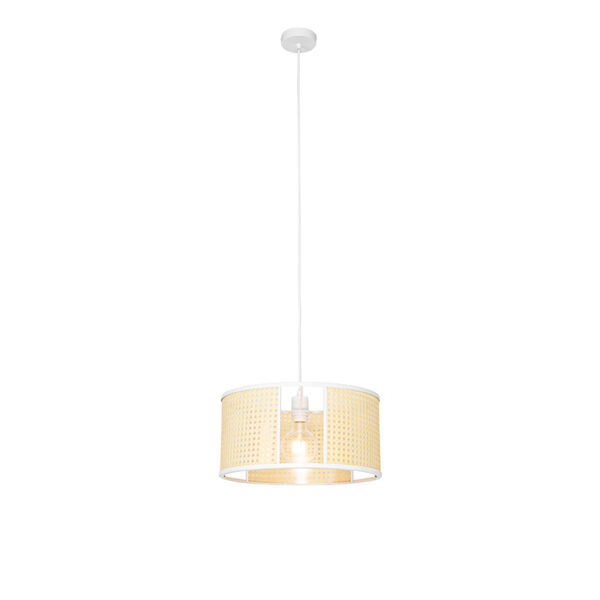 Retro hanglamp wit met rotan 40 cm - Akira - Afbeelding 2