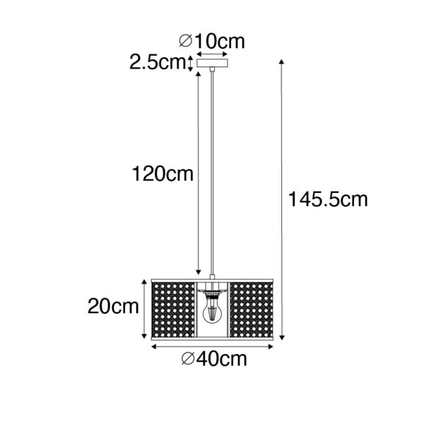 Retro hanglamp wit met rotan 40 cm - Akira - Afbeelding 3