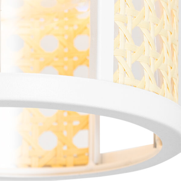 Retro hanglamp wit met rotan 3-lichts langwerpig - Akira - Afbeelding 2