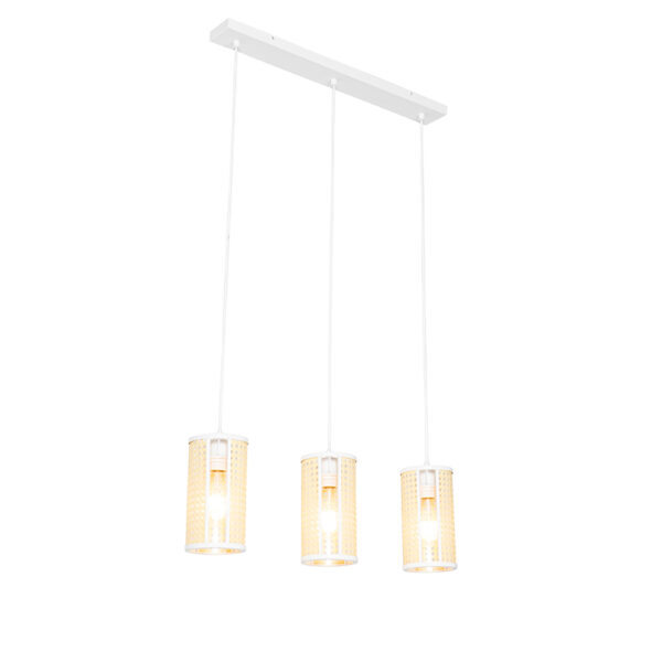 hanglampen Retro hanglamp wit met rotan langwerpig Akira RotanStaal Wit Onze is onopvallend maar toch aanwezig dankzij zijn mooie lichteffect in je Deze de