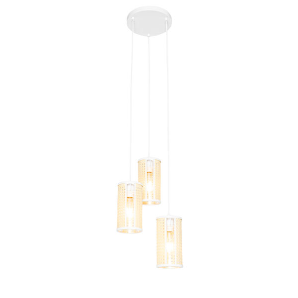 hanglampen Retro hanglamp wit met rotan rond Akira RotanStaal Wit Een opvallende lamp boven je Zoek niet langer en ga voor onze Het is de perfecte sfeermaker