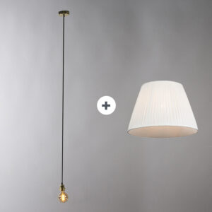 hanglampen Retro hanglamp wit 45 cm Plisse MetaalStof Deze prachtige heeft een klassieke uitstraling door het plooiende stof en laat mooi warm indirect licht