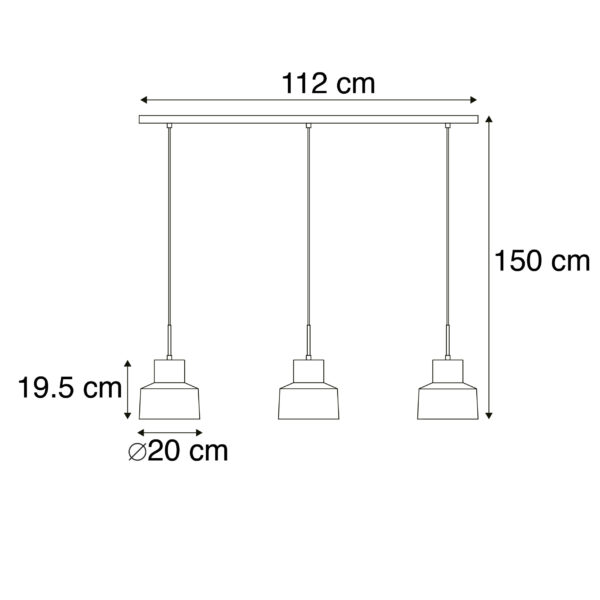 Retro hanglamp zwart 3-lichts - Chappie - Afbeelding 3
