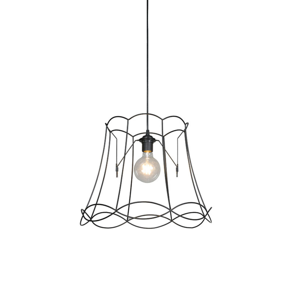 hanglampen Retro hanglamp zwart 45 cm Granny Frame KunststofMetaal Zwart Authentiek in een nieuw jasje. Deze prachtige heeft het ontwerp van de oude lampenkap