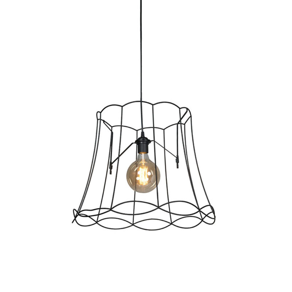 hanglampen Retro hanglamp zwart 50 cm Granny Frame KunststofMetaal Zwart Authentiek in een nieuw jasje. Deze prachtige heeft het ontwerp van de oude lampenkap