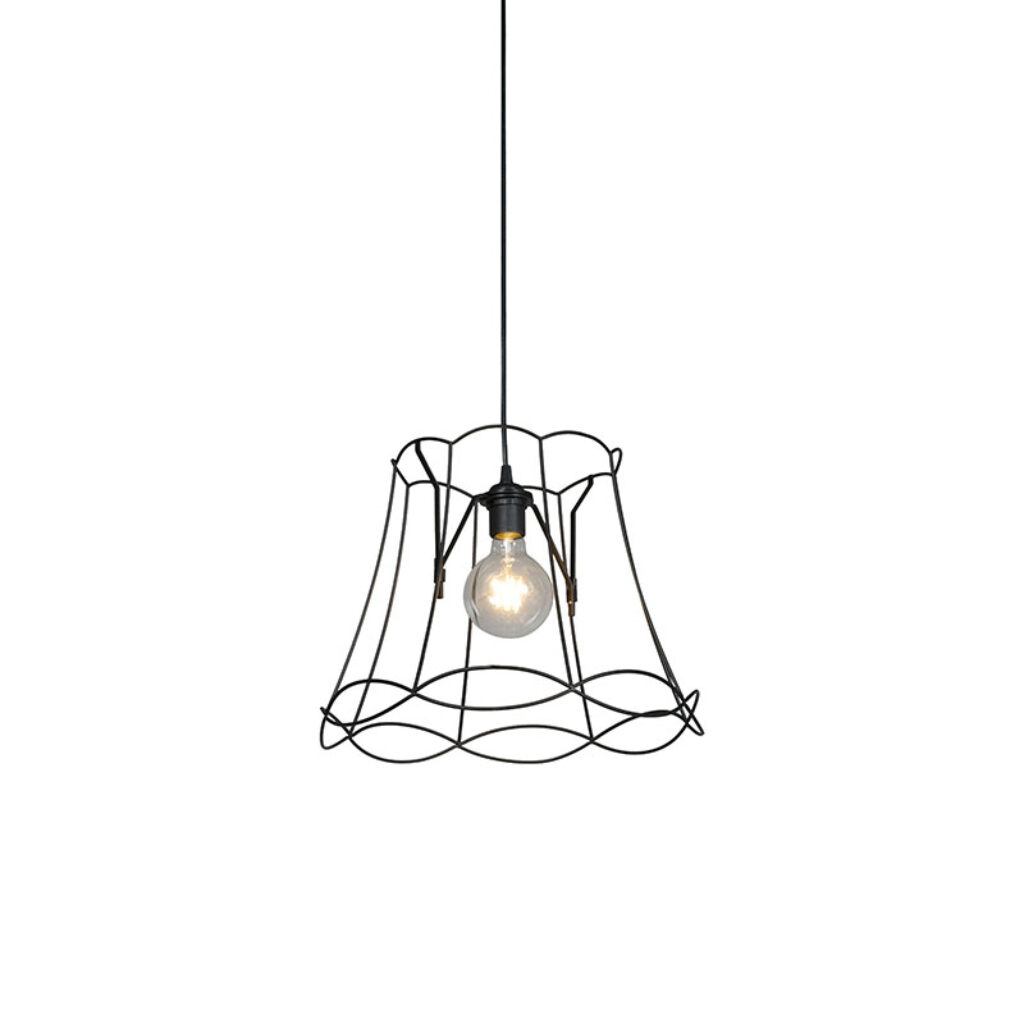 hanglampen Retro hanglamp zwart 40 cm Granny Frame KunststofMetaal Zwart Authentiek in een nieuw jasje. Deze prachtige heeft het ontwerp van de oude lampenkap