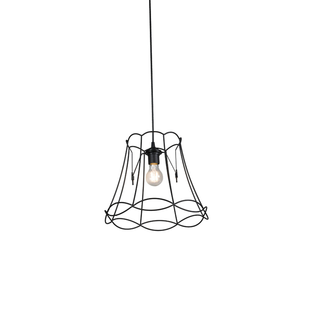 hanglampen Retro hanglamp zwart 35 cm Granny Frame KunststofMetaal Zwart Authentiek in een nieuw jasje. Deze prachtige heeft het ontwerp van de oude lampenkap