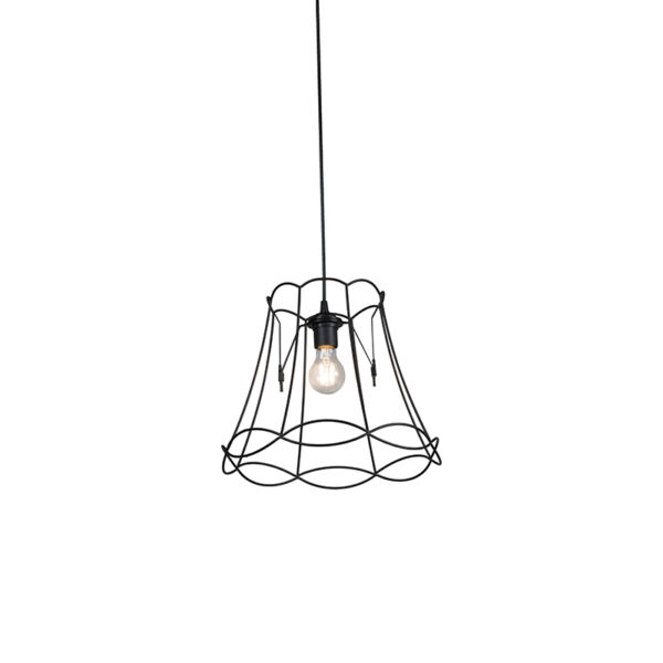 hanglampen Retro hanglamp zwart 35 cm Granny Frame KunststofMetaal Zwart Authentiek in een nieuw jasje. Deze prachtige heeft het ontwerp van de oude lampenkap