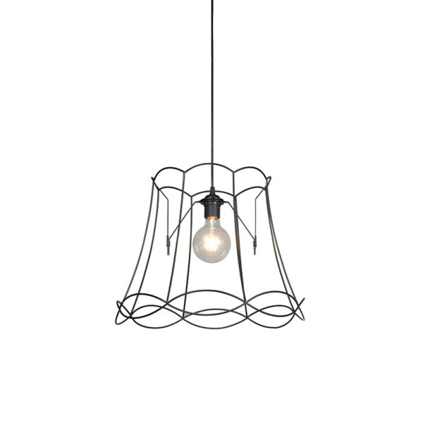 hanglampen Retro hanglamp zwart 45 cm Granny Frame KunststofMetaal Zwart Authentiek in een nieuw jasje. Deze prachtige heeft het ontwerp van de oude lampenkap