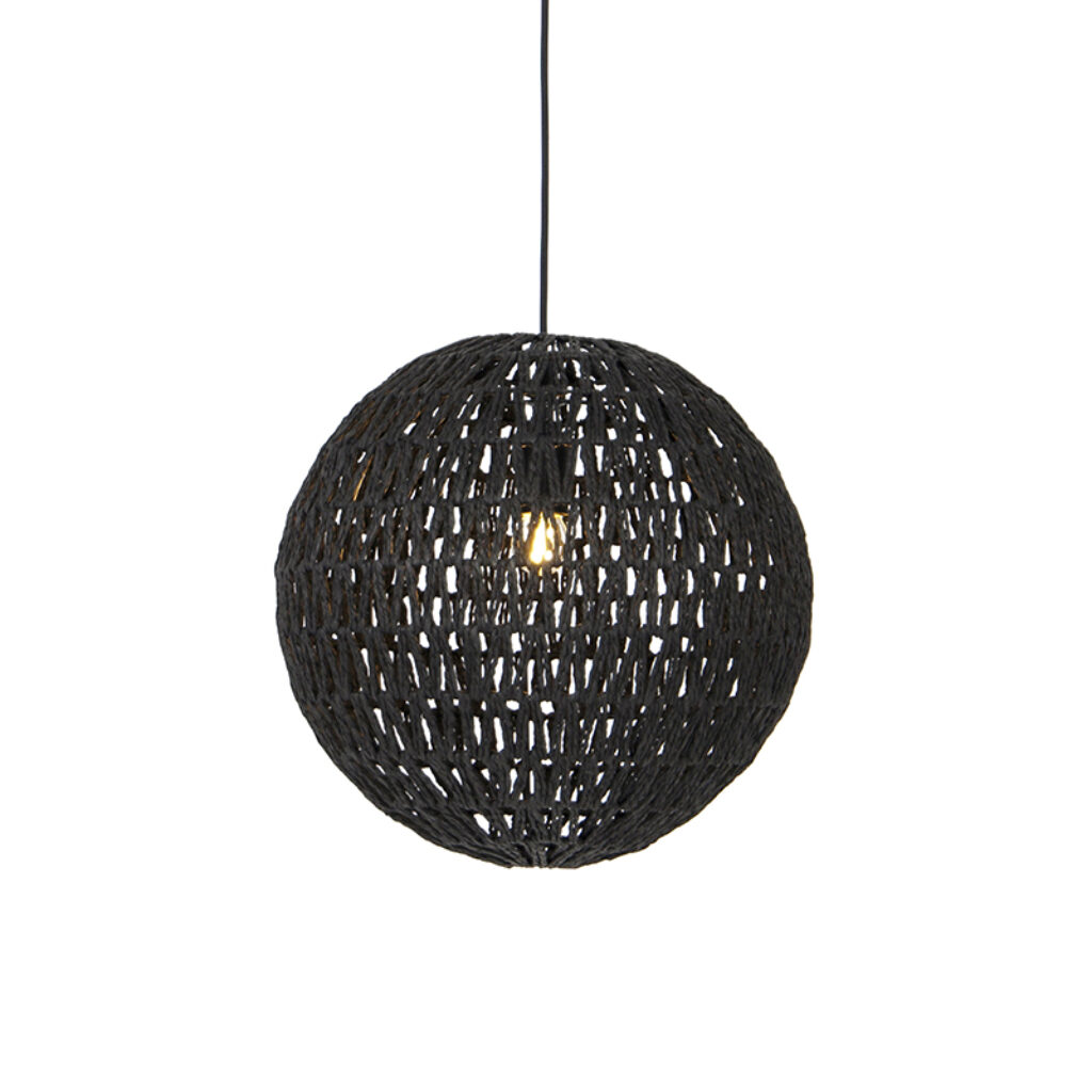 hanglampen Retro hanglamp zwart 40 cm Lina Ball PapierStaal Zwart Ga voor de en haal een echte retro eyecatcher in Deze is verstelbaar hoogte van maximaal 193