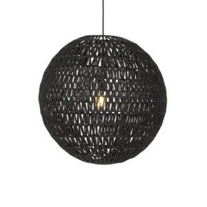 hanglampen Retro hanglamp zwart 60 cm Lina Ball PapierStaal Zwart Hanglamp valt op door zijn unieke ronde en speelse ontwerp. Hij is uitgevoerd in stevig stof