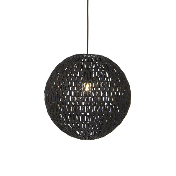 hanglampen Retro hanglamp zwart 40 cm Lina Ball PapierStaal Zwart Ga voor de en haal een echte retro eyecatcher in Deze is verstelbaar hoogte van maximaal 193