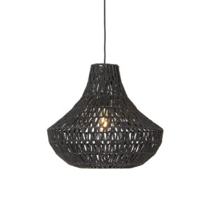 hanglampen Retro hanglamp zwart 50 cm Lina Cono Papier Zwart Hanglamp valt op door zijn unieke en speelse ontwerp. Hij is uitgevoerd in stevig stof met metaal