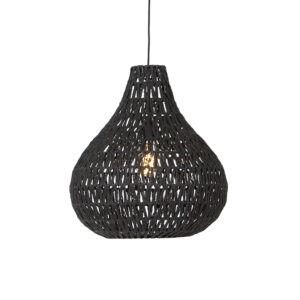 hanglampen Retro hanglamp zwart 45 cm Lina Drop PapierStaal Zwart geeft jouw huis een retro vibe met zijn peervorm en open design van de kap. Hij valt op door