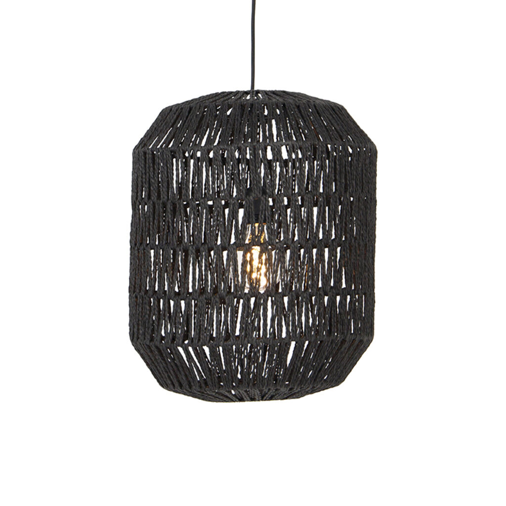hanglampen Retro hanglamp zwart 40 cm Lina Hive PapierStaal Zwart Hanglamp valt op door zijn mooie design en retro uiterlijk. Hij is uitgevoerd in stevig stof