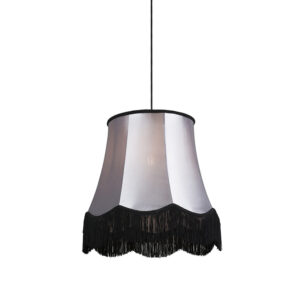 hanglampen Retro hanglamp zwart met grijs 45 cm Granny KunststofStof Grijs Authentiek in een nieuw jasje. Deze prachtige heeft het ontwerp van de oude lampenkap