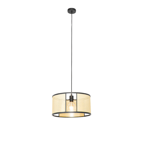 Retro hanglamp zwart met rotan 40 cm - Akira - Afbeelding 2