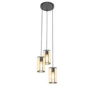 hanglampen Retro hanglamp zwart met rotan rond Akira RotanStaal Zwart Een opvallende lamp boven je Zoek niet langer en ga voor onze Het is de perfecte