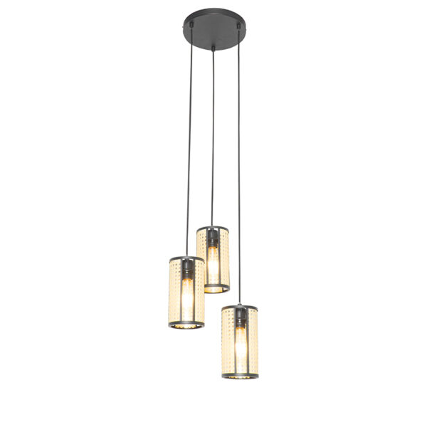 hanglampen Retro hanglamp zwart met rotan rond Akira RotanStaal Zwart Een opvallende lamp boven je Zoek niet langer en ga voor onze Het is de perfecte