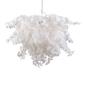 hanglampen Romantische hanglamp wit met blaadjes Feder Kunststof Wit De is een echte kap van kunststof veren heeft knusse uitstraling en verspreidt warm licht.
