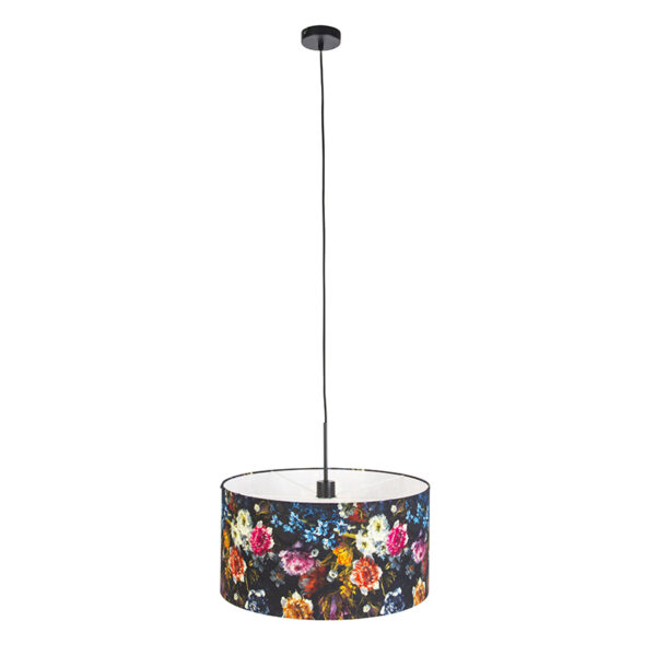 Romantische hanglamp zwart met bloemen kap 50 cm - Combi 1 - Afbeelding 2