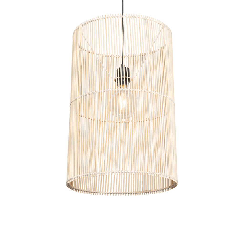 hanglampen Scandinavische hanglamp bamboe Natasja BamboeStaal Naturel Haal natuurlijke materialen in huis met deze hanglamp. Door te combineren staal en naturel