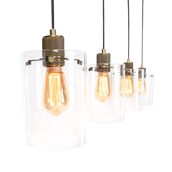 Scandinavische hanglamp brons met glas 4-lichts - Dome - Afbeelding 2