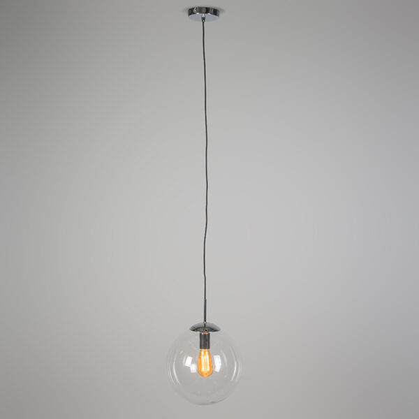 Scandinavische hanglamp chroom met helder glas - Ball 30 - Afbeelding 2