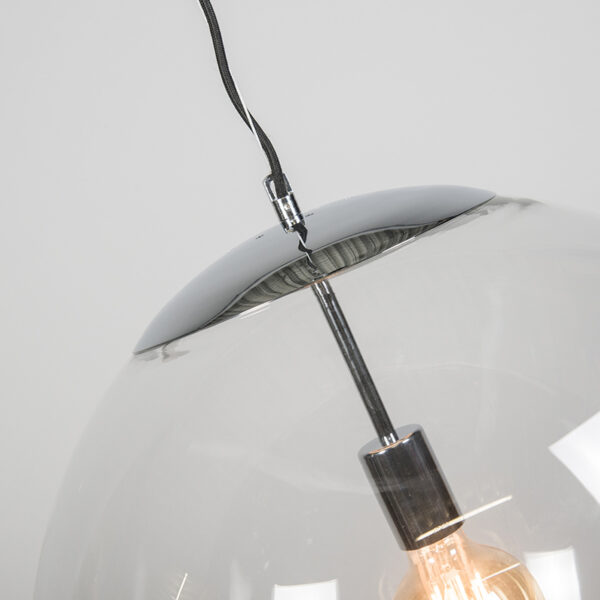 Scandinavische hanglamp chroom met helder glas - Ball 50 - Afbeelding 2