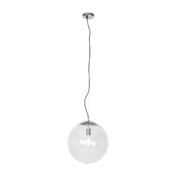 Scandinavische hanglamp chroom met helder glas - Ball 40 - Afbeelding 2