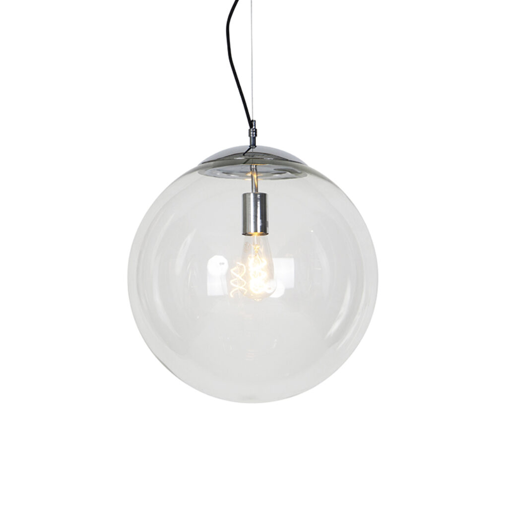 hanglampen Scandinavische hanglamp chroom met helder glas Ball 40 GlasMetaal Chroom Deze moderne past perfect in een Scandinavisch Leuk boven de eettafel of hal