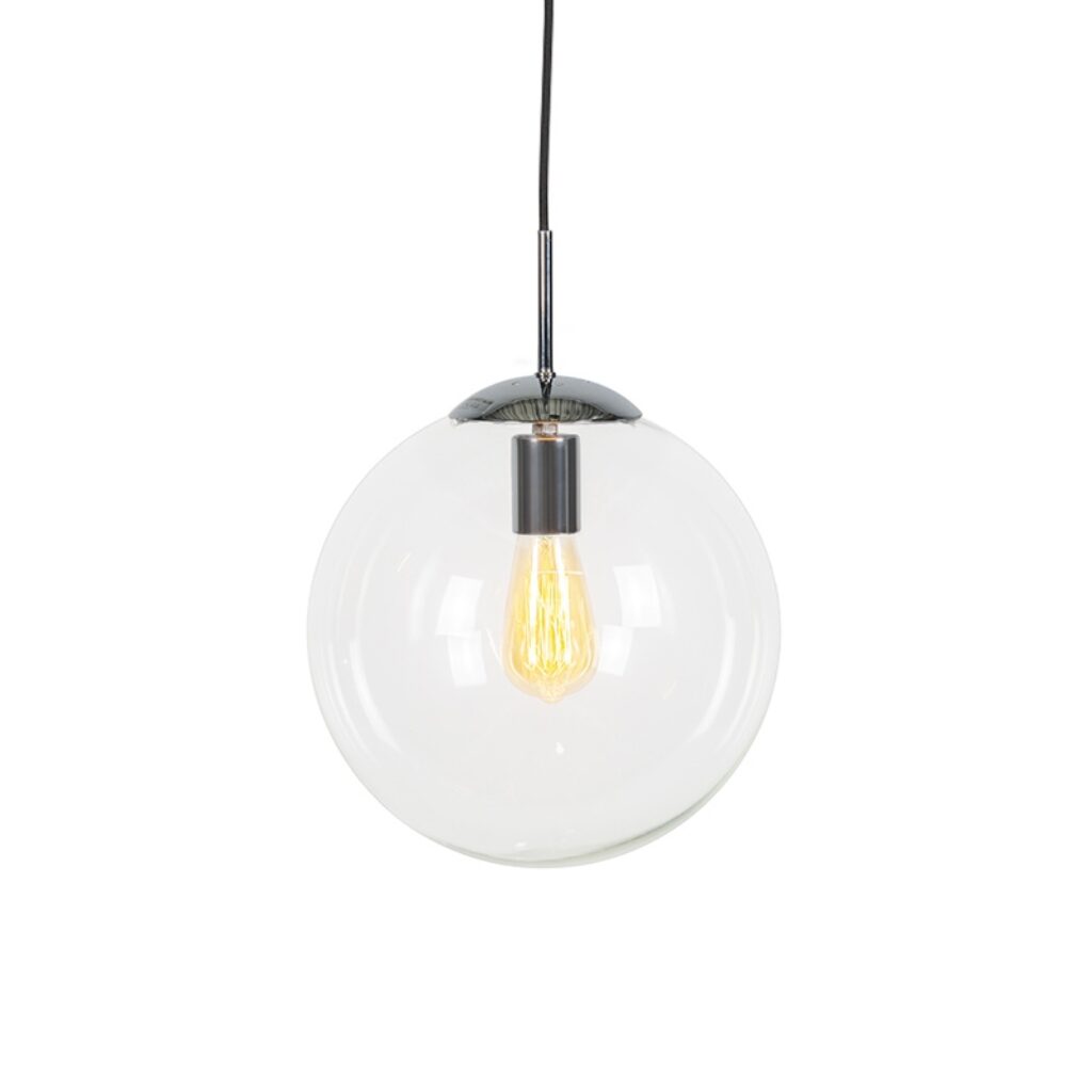 hanglampen Scandinavische hanglamp chroom met helder glas Ball 30 GlasMetaal Chroom Deze moderne past perfect in een Scandinavisch Leuk boven de eettafel of hal