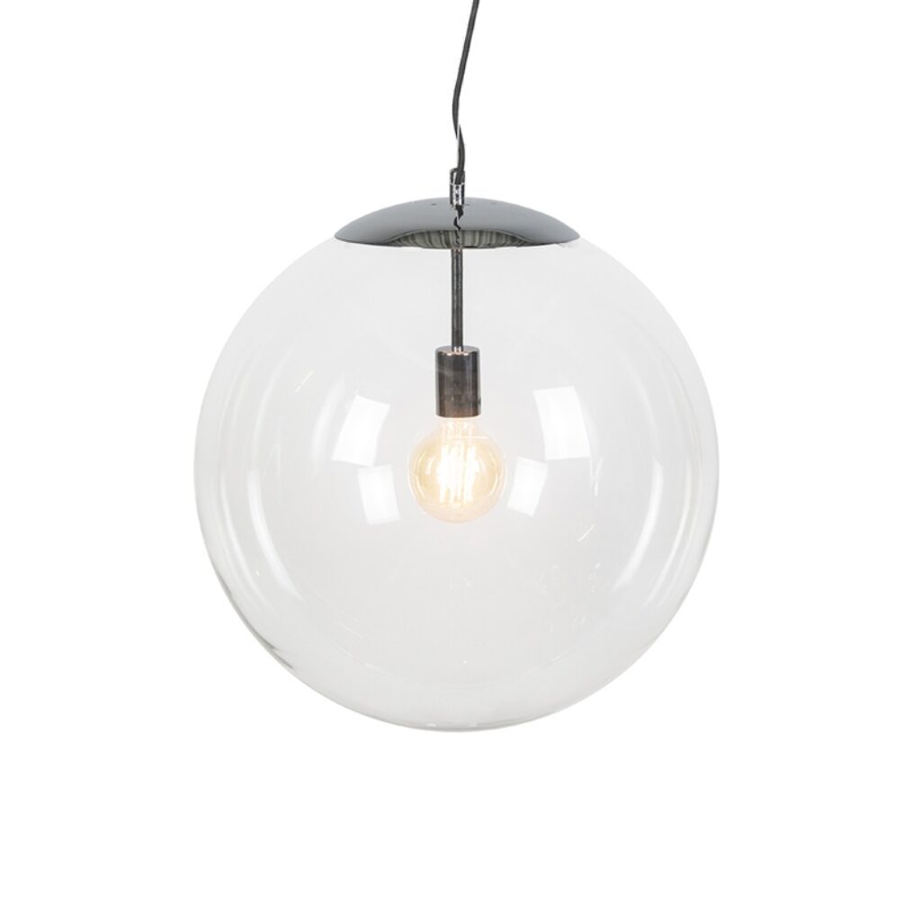hanglampen Scandinavische hanglamp chroom met helder glas Ball 50 GlasStaal Chroom Deze moderne past perfect in een Scandinavisch Leuk boven de eettafel of hal