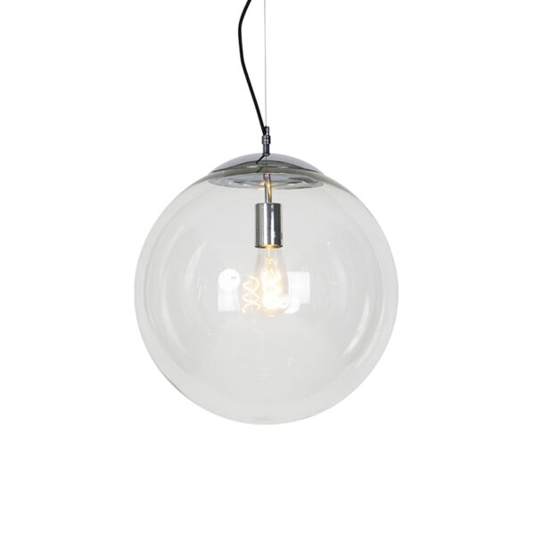 hanglampen Scandinavische hanglamp chroom met helder glas Ball 40 GlasMetaal Chroom Deze moderne past perfect in een Scandinavisch Leuk boven de eettafel of hal