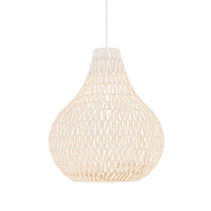 hanglampen Scandinavische hanglamp wit 45 cm Lina Drop StofStaal Wit Hanglamp valt op door zijn unieke en speelse ontwerp. Hij is uitgevoerd in stevig stof met
