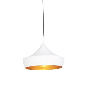hanglampen Scandinavische hanglamp wit met goud Aluminium Wit Een strakke die straalt door zijn simpele geometrische vorm. De heeft een stoere witte finish op