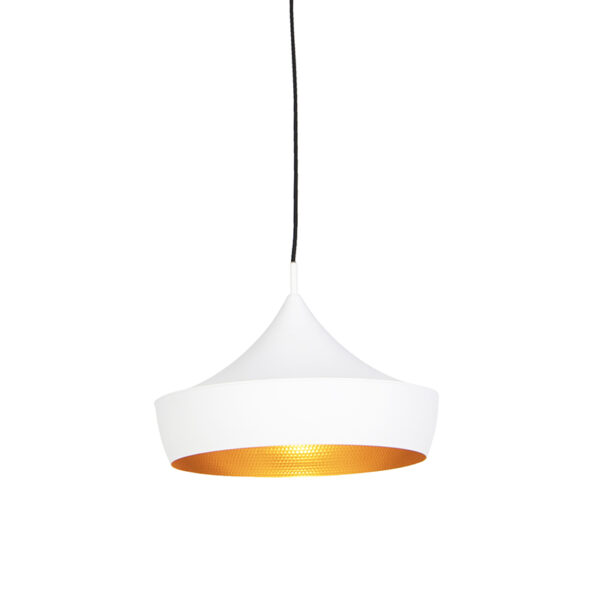 hanglampen Scandinavische hanglamp wit met goud Aluminium Wit Een strakke die straalt door zijn simpele geometrische vorm. De heeft een stoere witte finish op