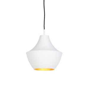 hanglampen Scandinavische hanglamp wit met goud Aluminium Wit Een strakke die straalt door zijn simpele geometrische vorm. De heeft een stoere witte finish op