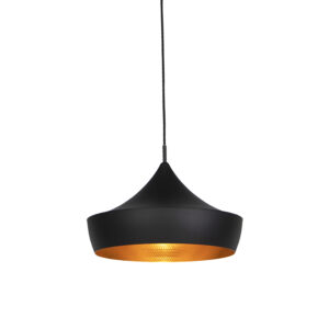 hanglampen Scandinavische hanglamp zwart met goud Aluminium Zwart Een strakke die straalt door zijn simpele geometrische vorm. De heeft een stoere zwarte finish