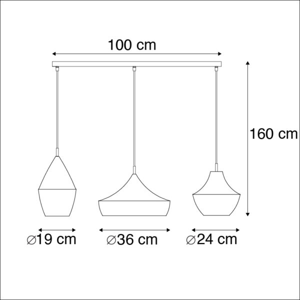 Scandinavische hanglamp zwart met goud 3-lichts - Depeche - Afbeelding 3