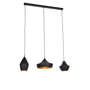 hanglampen Scandinavische hanglamp zwart met goud Depeche Aluminium Zwart Een set van drie strakke die straalt door zijn simpele geometrische vorm. De heeft een