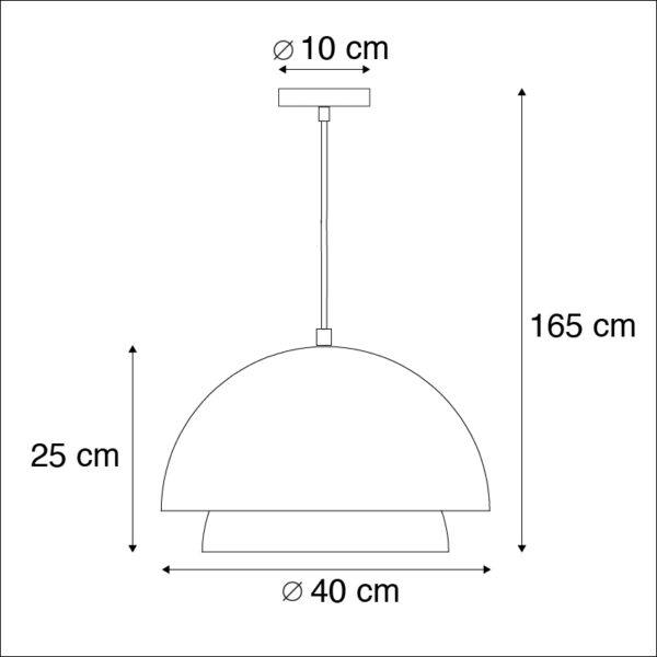 Scandinavische hanglamp zwart met wit 2-laags - Claudius - Afbeelding 3
