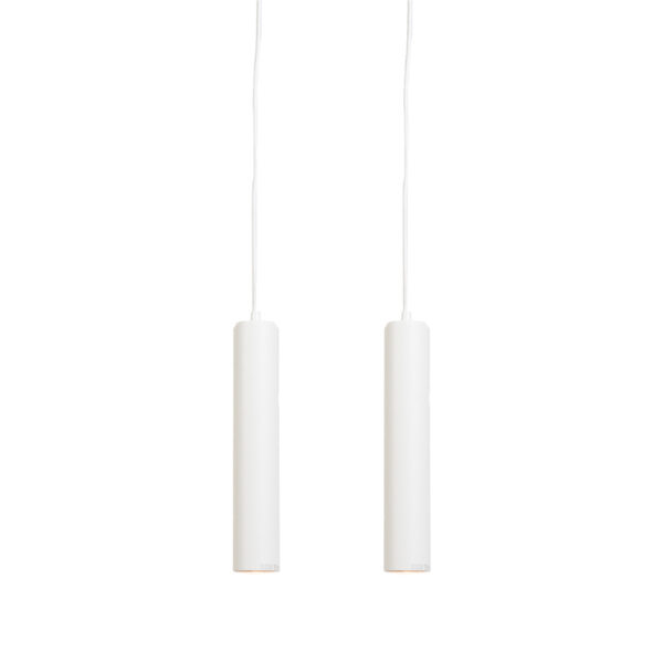 hanglampen Set van 2 design wit Tuba small Metaal Wit Deze hanglamp heeft een minimalistisch en strak in cilinder vorm. De uitstraling past helemaal de huidige