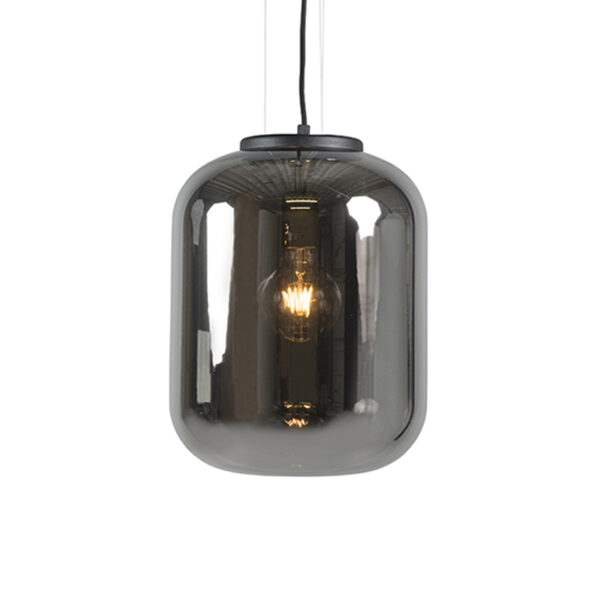 hanglampen Set van 2 design zwart met smoke glas Bliss GlasMetaal Zwart Deze prachtige hanglamp heeft een hele mooie glazen kap. Het perfecte afgeronde deze is