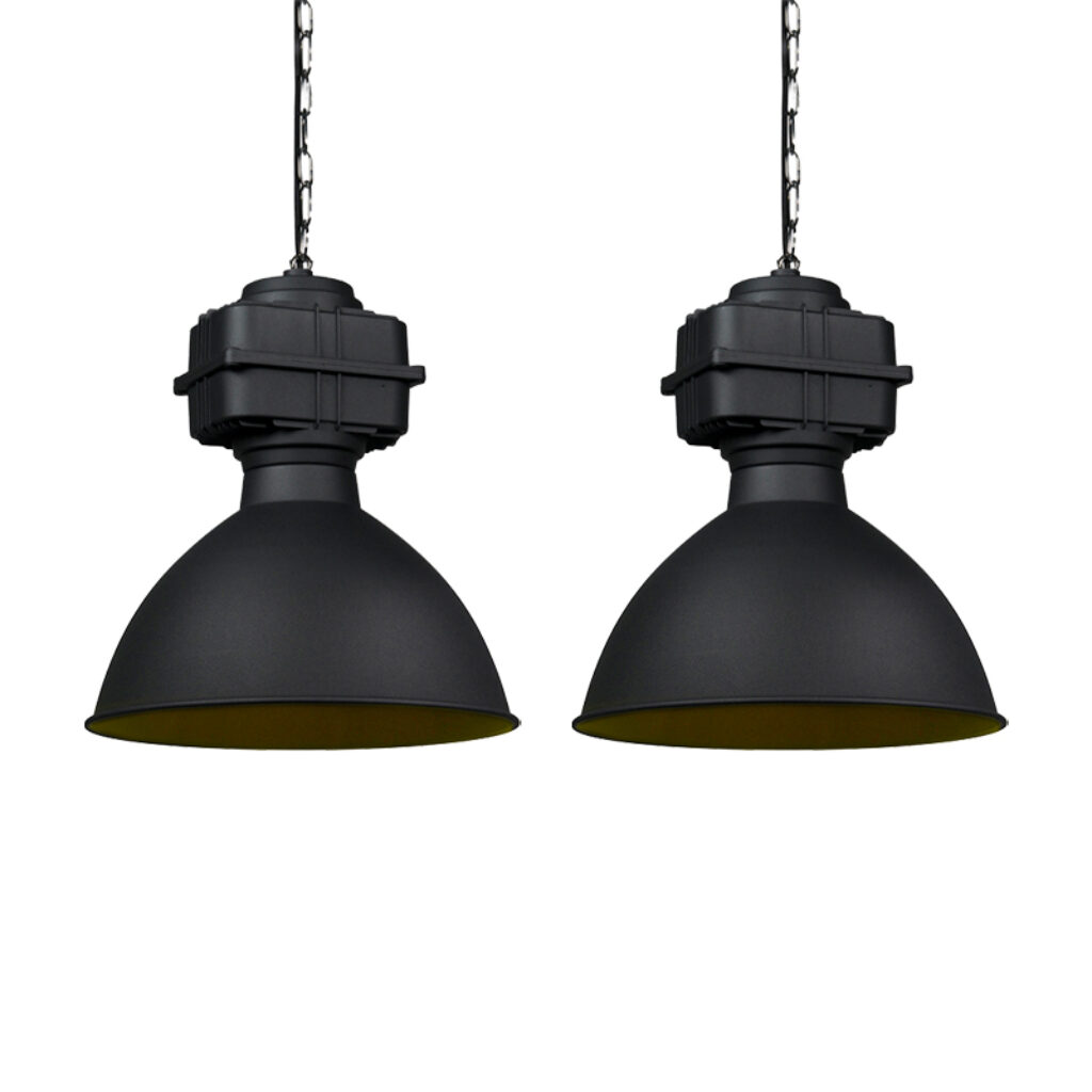 hanglampen Set van 2 klein mat zwart Sicko Metaal Zwart Deze fabriekslampen geven je interieur net dat stoere randje. De lampen zijn vervaardigd uit metaal in