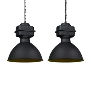 hanglampen Set van 2 klein mat zwart Sicko Metaal Zwart Deze fabriekslampen geven je interieur net dat stoere randje. De lampen zijn vervaardigd uit metaal in