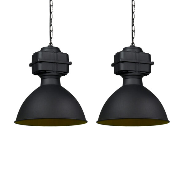 hanglampen Set van 2 klein mat zwart Sicko Metaal Zwart Deze fabriekslampen geven je interieur net dat stoere randje. De lampen zijn vervaardigd uit metaal in